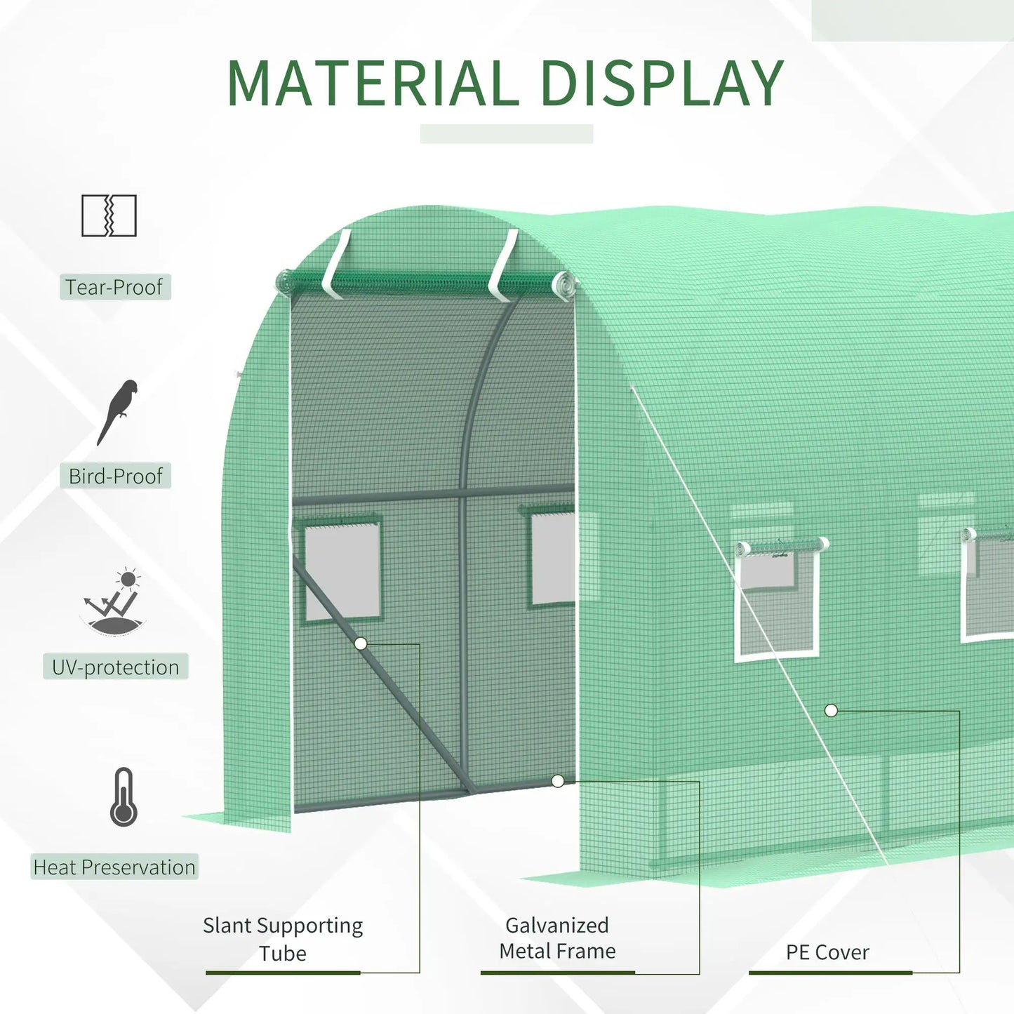 Walk-In Tunnel Greenhouse, 13x6.4x6.5ft, Galvanised Steel Frame, Green Tunnel Greenhouses at Gallery Canada