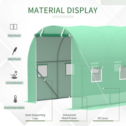 Walk-In Tunnel Greenhouse, 13x6.4x6.5ft, Galvanised Steel Frame, Green Tunnel Greenhouses at Gallery Canada