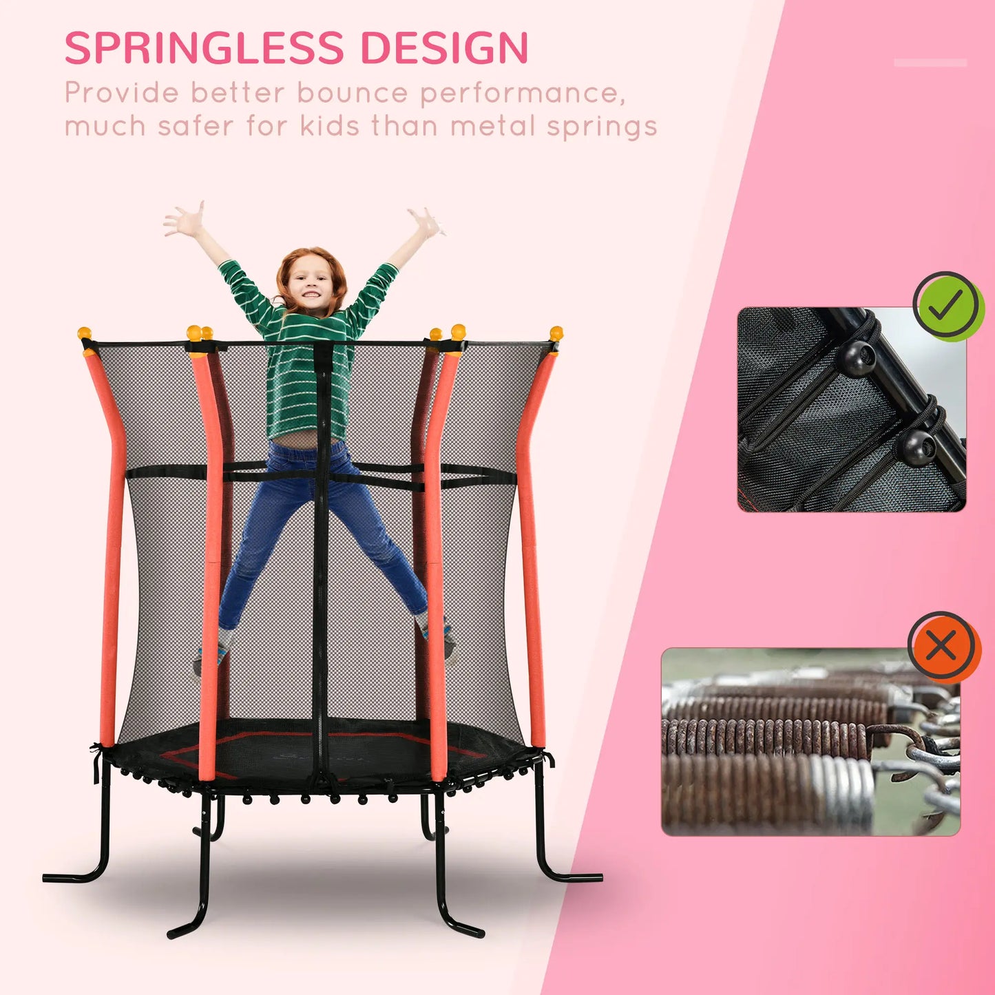 64" Kids Trampoline, Indoor Outdoor, Enclosure Net, Red Trampolines at Gallery Canada