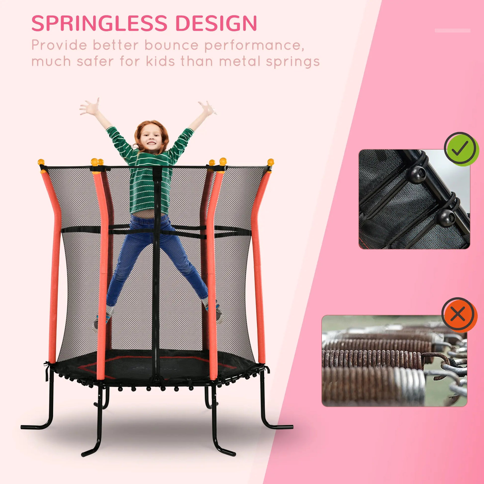 64" Kids Trampoline, Indoor Outdoor, Enclosure Net, Red Trampolines at Gallery Canada