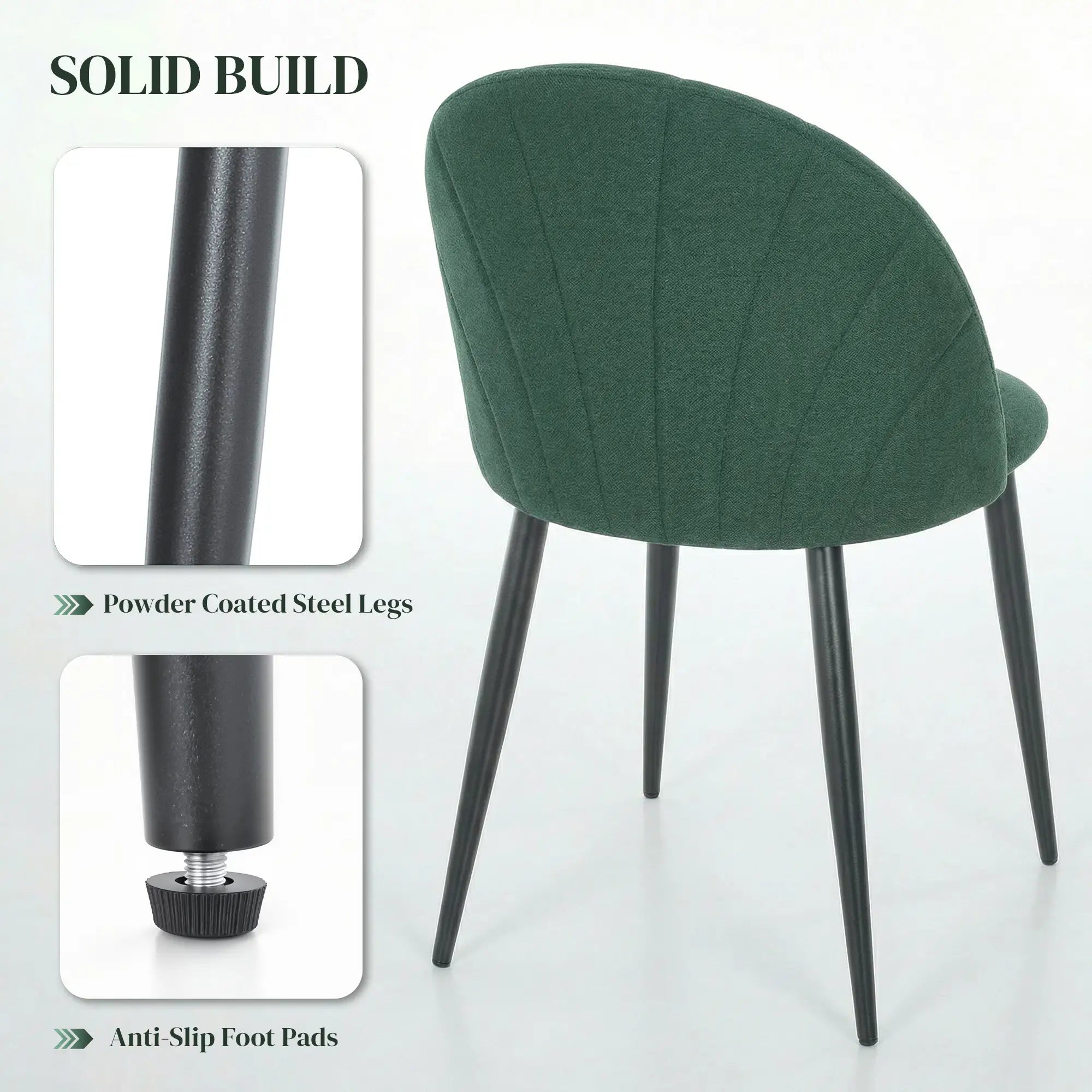 Modern Dining Chairs Set of 4, Upholstered with Metal Legs, Green Dining Chairs at Gallery Canada