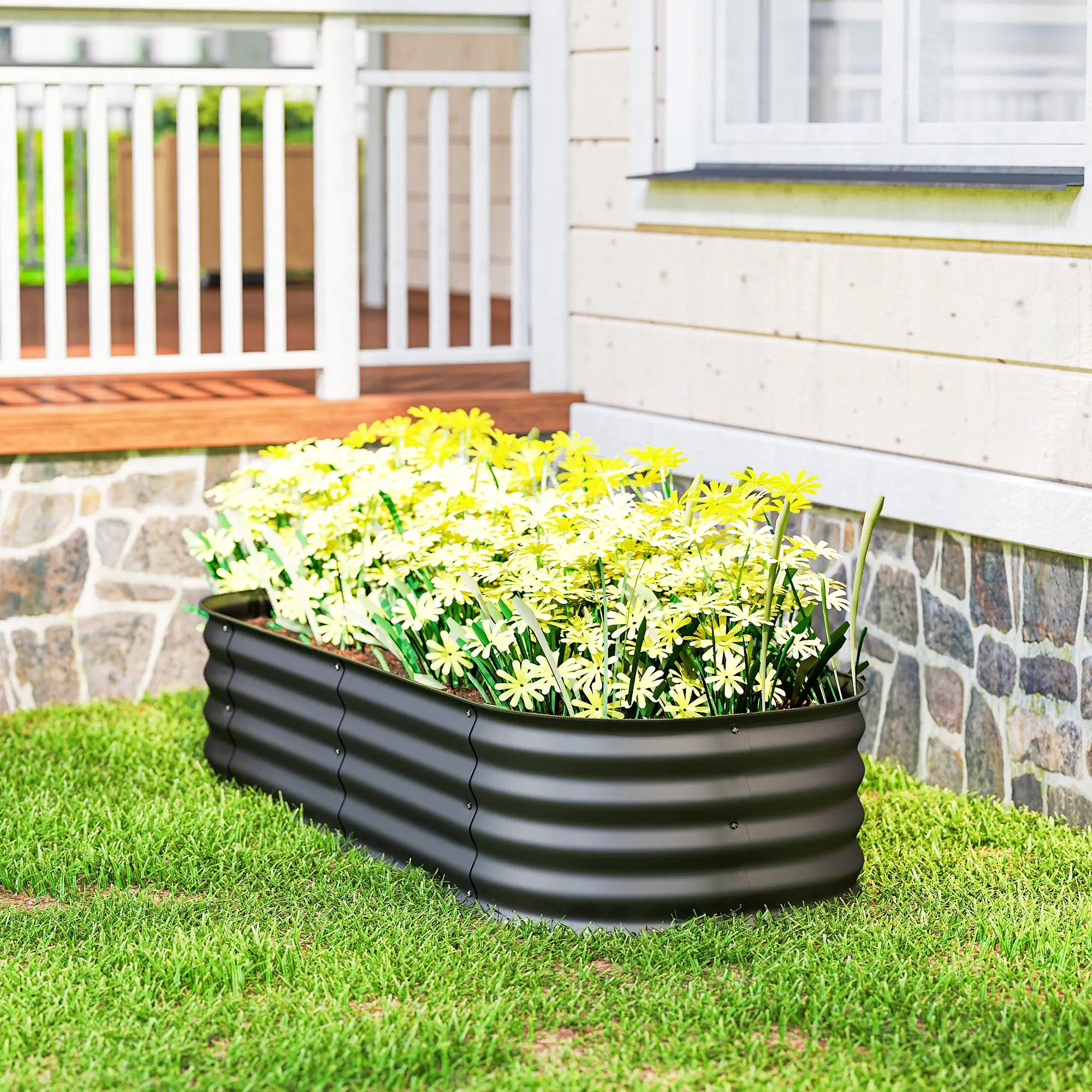 4.9 x 2 x 1ft Galvanized Raised Garden Bed, Metal Planter Box, Dark Grey Raised Garden Beds at Gallery Canada