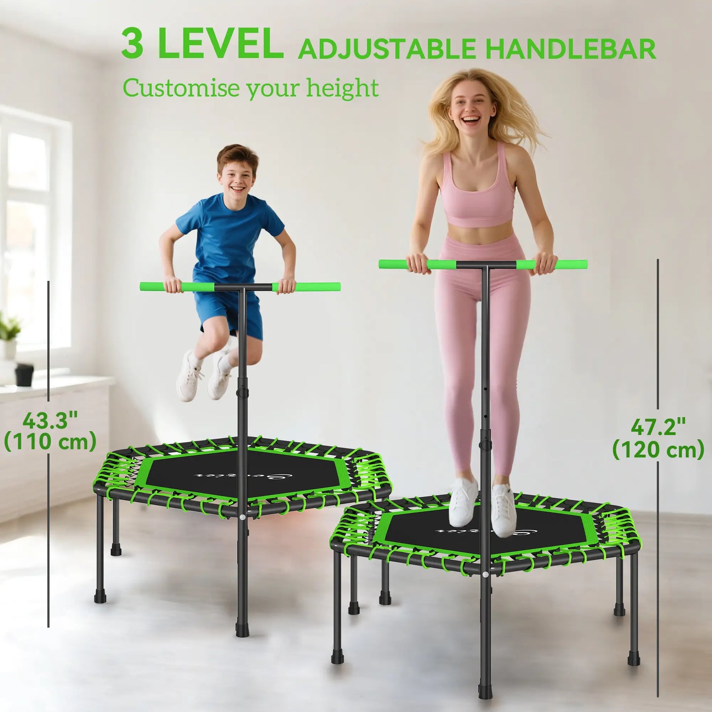 45" Rebounder Trampoline for Adults, Mini Fitness Trampoline with Adjustable Handle Trampolines at Gallery Canada