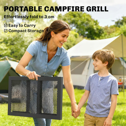 22" x 12" Folding Campfire Grill, Heavy Duty Carbon Steel, Black Charcoal BBQ Grils at Gallery Canada
