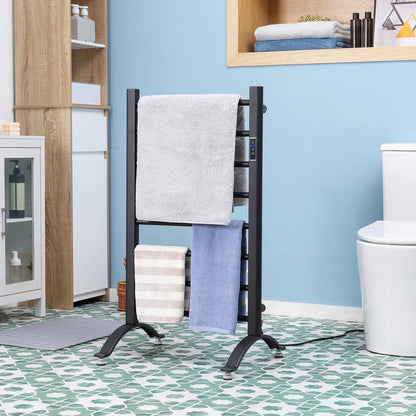 8-Bar Heated Towel Warmer, Wall Mounted, Adjustable Temperature, Black Bath Accessories at Gallery Canada