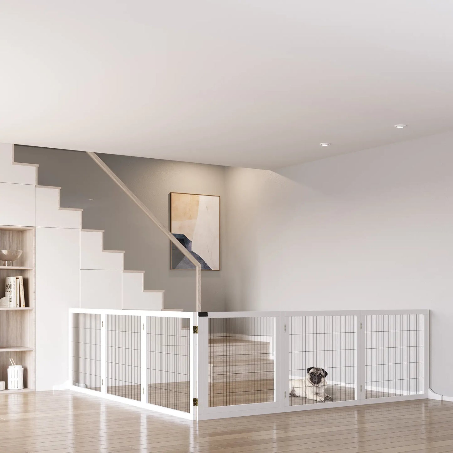 Wooden Freestanding Pet Gate, 2 Support Feet, White Houses, Kennels & Pens at Gallery Canada