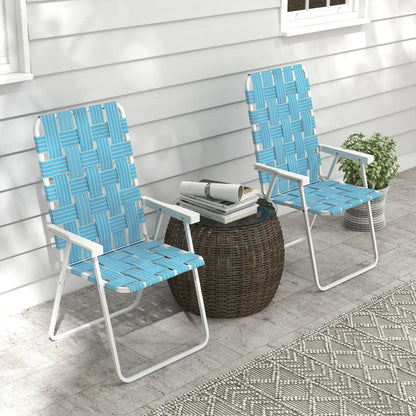 Set of 2 Folding Patio Chairs, Portable, Armrests, Camping, Garden, Blue Patio Chairs at Gallery Canada