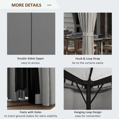 10' x 10' Outdoor Gazebo, Double Soft-Top, with Curtains, Light Grey Gazebos at Gallery Canada