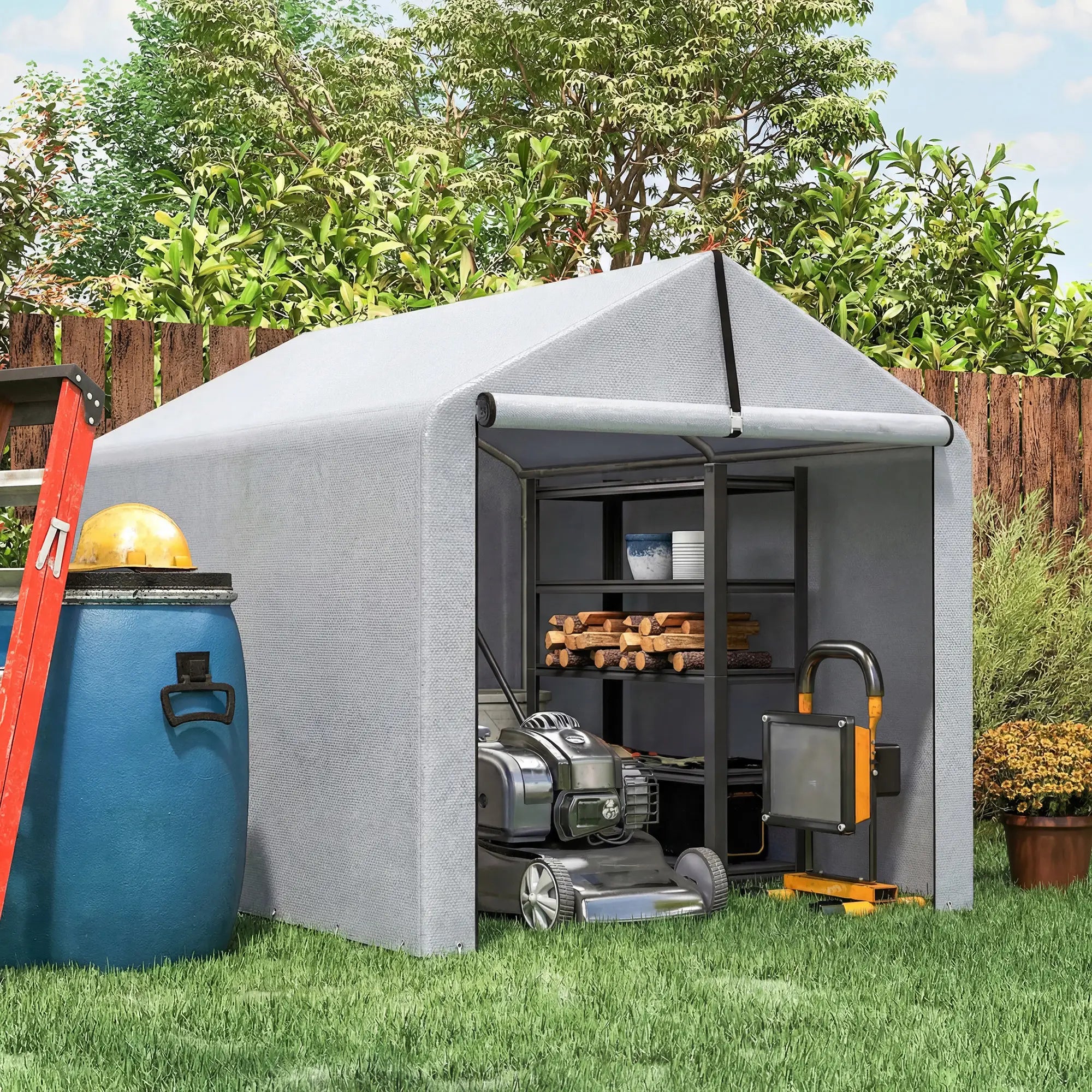 7' x 5' Portable Bike Shed, Waterproof Tent with Zipper Door Portable Shed at Gallery Canada