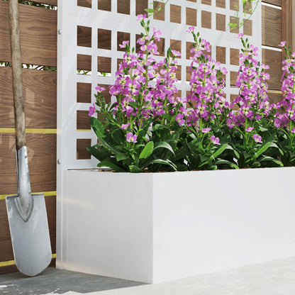 Galvanized Raised Garden Bed Planter Box With Trellis, 43" x 16" x 70", White Galvanized Planter Boxes at Gallery Canada