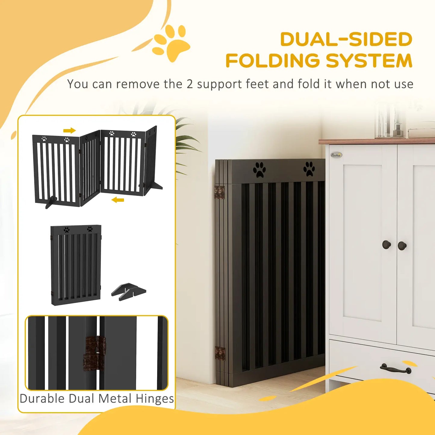 80 Extra Wide Pet Gate With Support Feet, Black Houses, Kennels & Pens at Gallery Canada