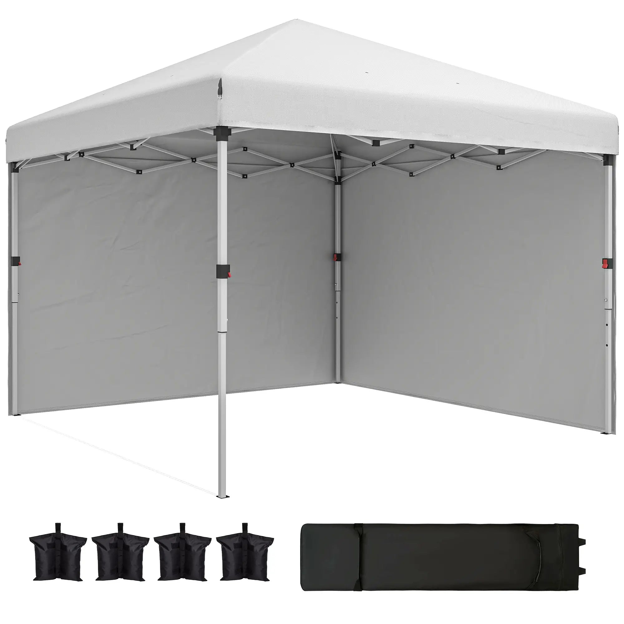 10' x 10' Pop Up Canopy, Sidewalls, Roller Bag, Adjustable Height, White Pop Up Canopies at Gallery Canada