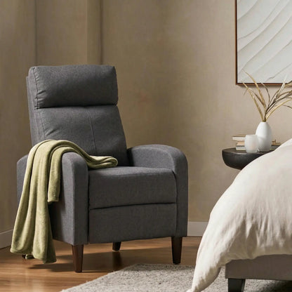 Manual Fabric Recliner Chair, Home Theater Seating, Dark Grey Single Sofas at Gallery Canada