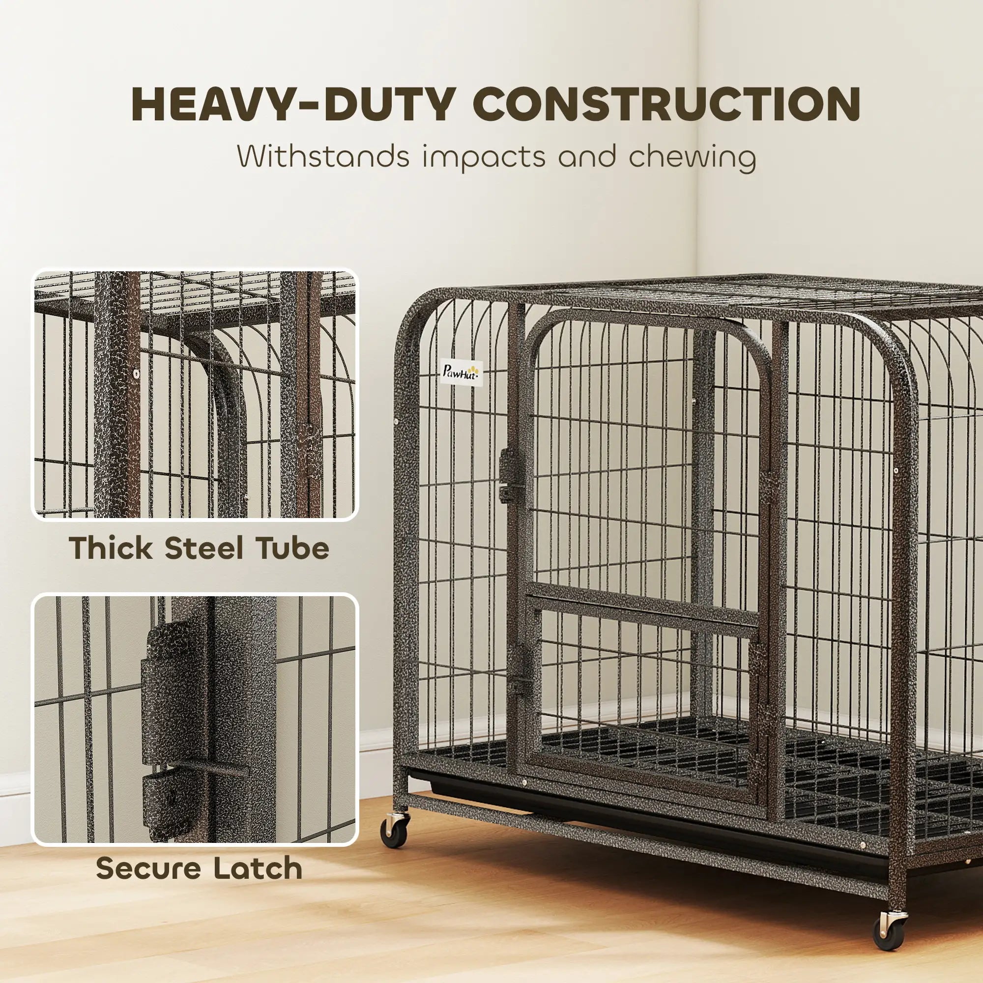 37 Inch Heavy Duty Dog Crate, Large Metal Cage With Lockable Wheels Dog Cages & Crates at Gallery Canada