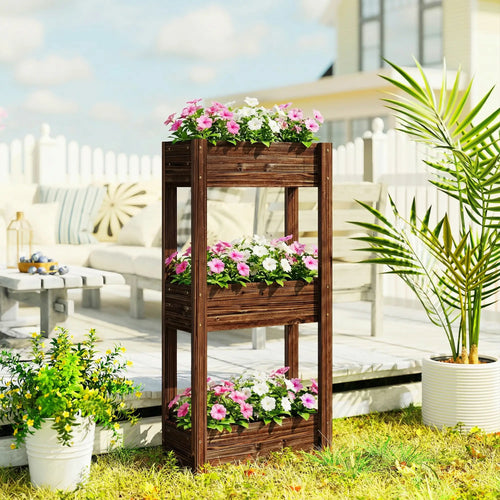 3-Tier Wooden Raised Garden Bed, 23.6