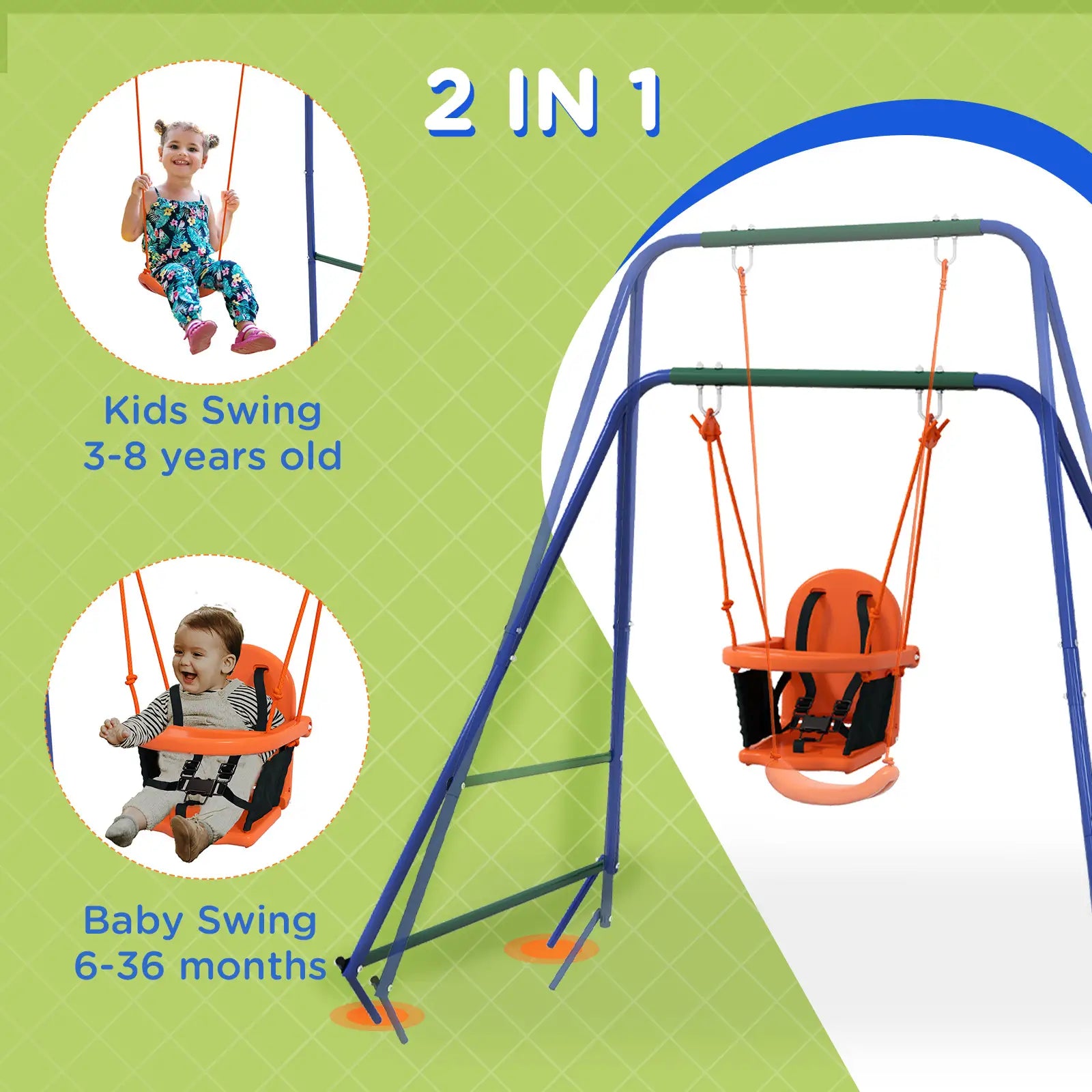 Kid Swing Set with Safety Harness, 6 Months+, Heavy Duty, Indoor/Outdoor, Orange Gym Sets & Swings at Gallery Canada