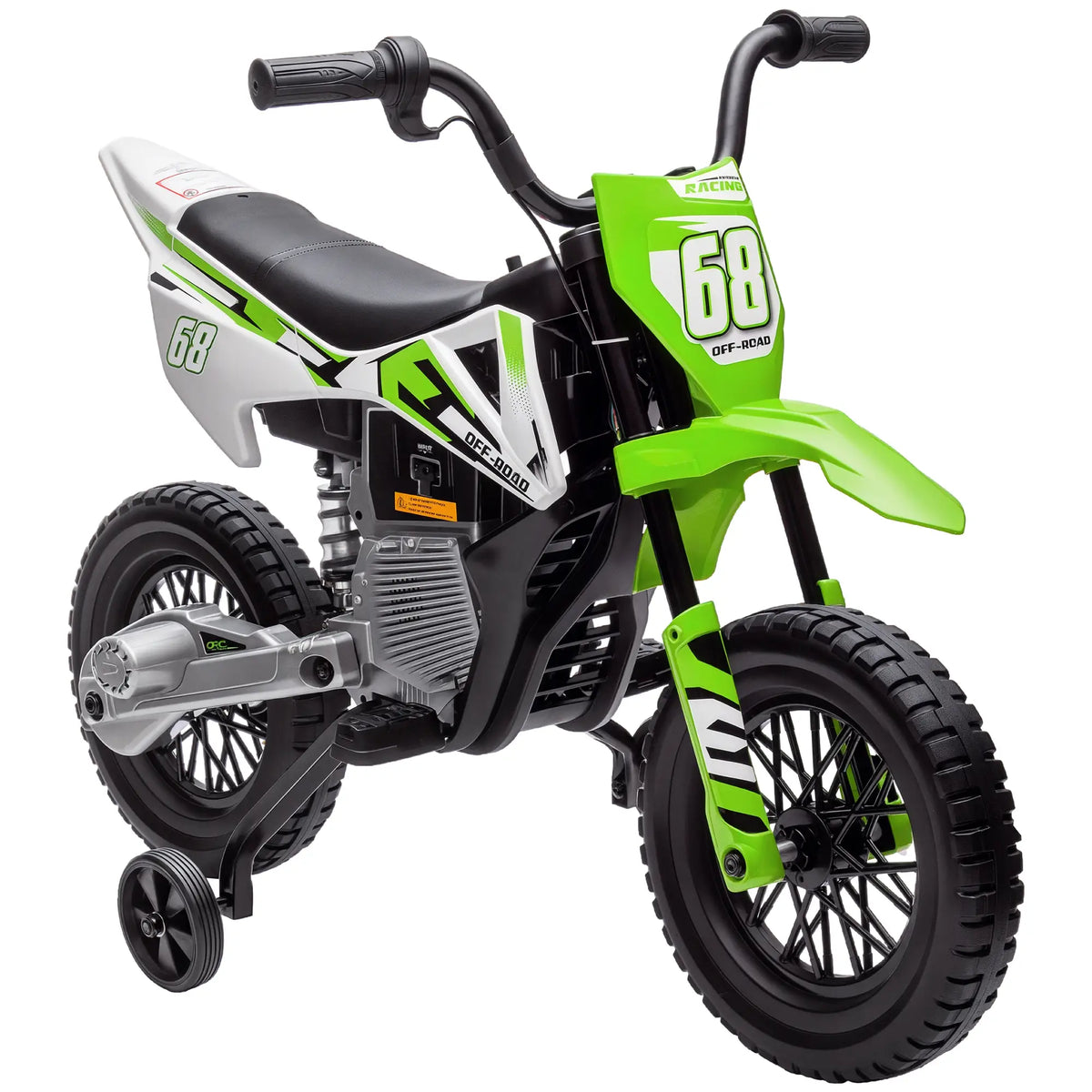 12V Kids Dirt Bike, Electric Motorcycle, Training Wheels, Green Electric Motorcycles at Gallery Canada