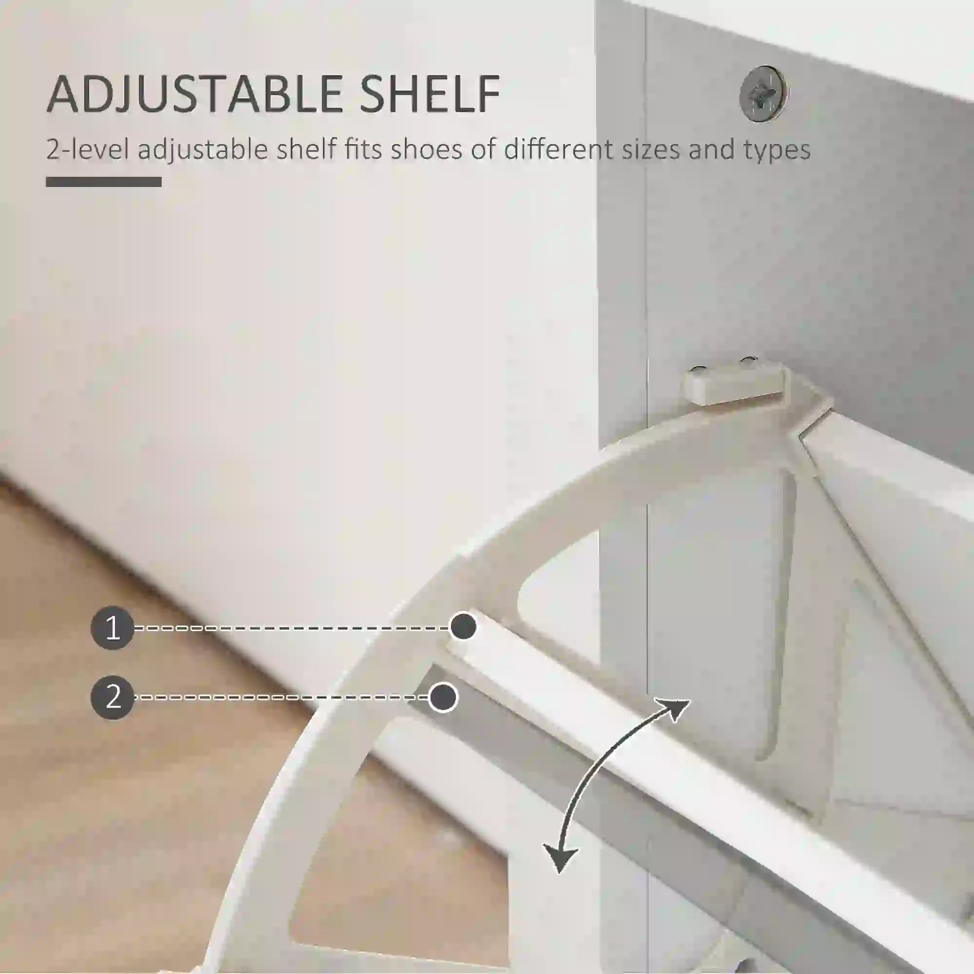 Entryway Shoe Cabinet, 2 Flip Drawers, Adjustable Shelves, 12 Pair, White Shoe Storage Cabinets & Racks at Gallery Canada