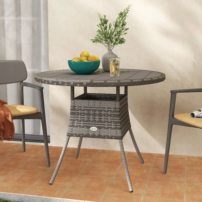 35.4" Outdoor Wicker Dining Table, PE Rattan Patio Furniture, Grey Patio Dining Tables at Gallery Canada