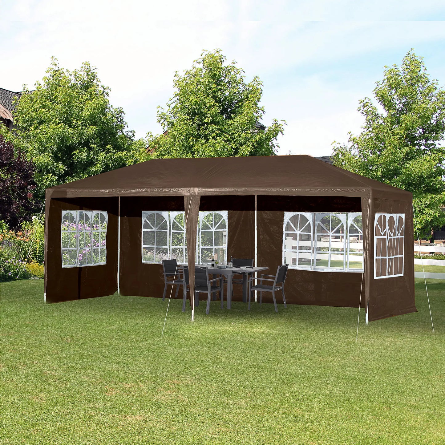18.7' x 9.4' Party Tent, Portable Wedding Canopy, Outdoor Sunshade with 4 Sidewalls, Coffee Canopy Tents at Gallery Canada