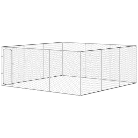 Dog Playpen, Walk-In Kennel, Galvanized Steel Frame, DIY Door Dog Kennels Silver at Gallery Canada