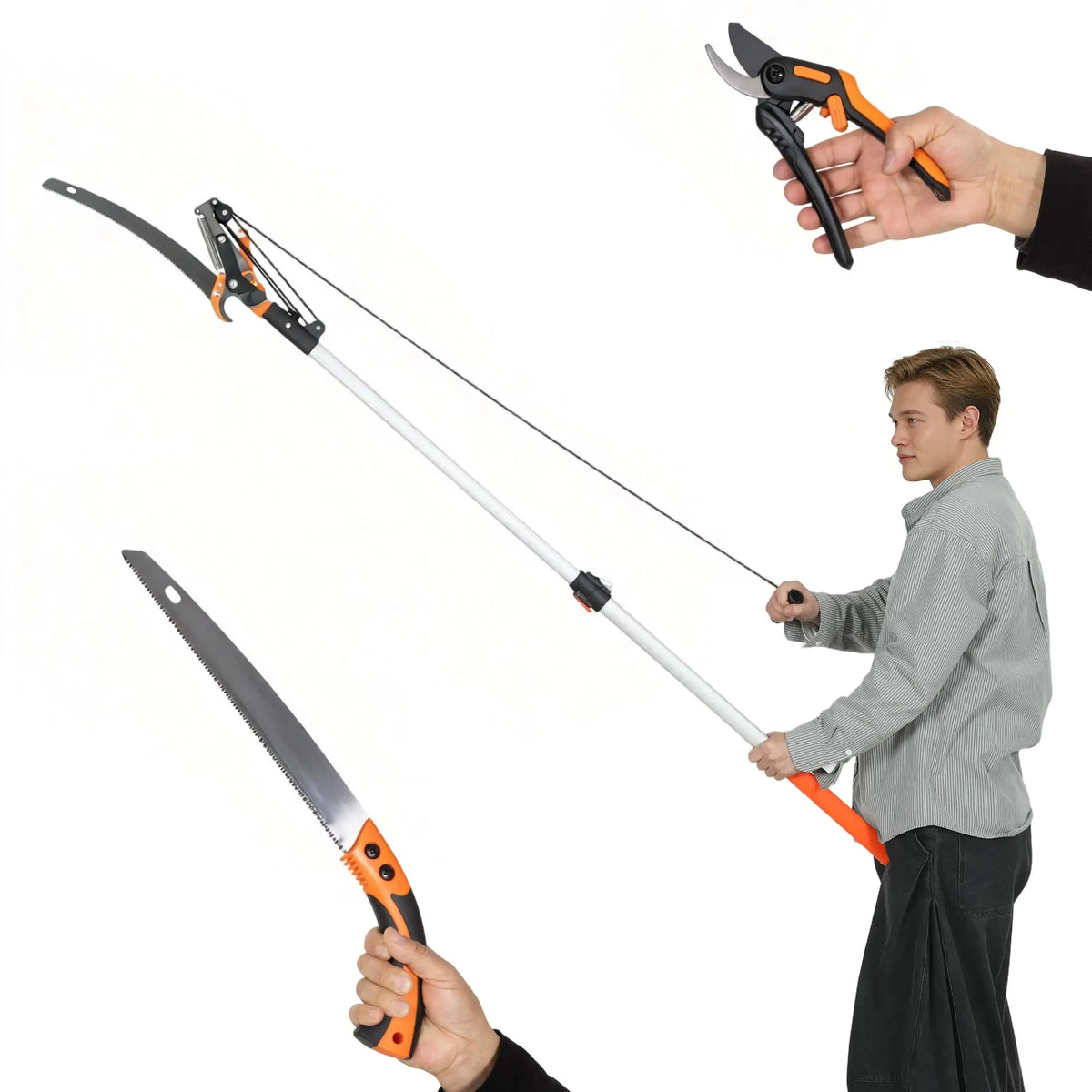 2-In-1 Manual Pole Saw, Hand Pruning Saw, 6.5ft Telescopic Pruner Garden Accessories at Gallery Canada