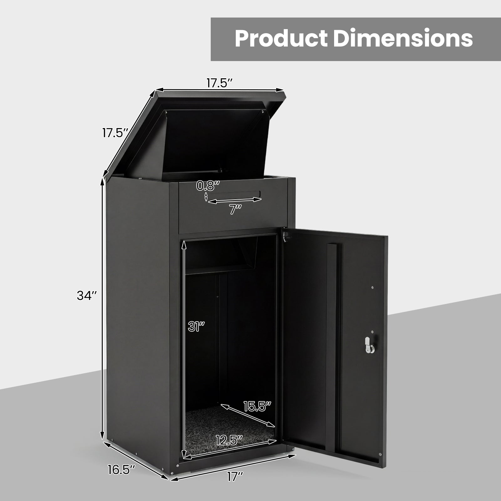 Package Delivery Box, Anti-Theft Board, Lockable Door, Black Sheds & Outdoor Storage at Gallery Canada