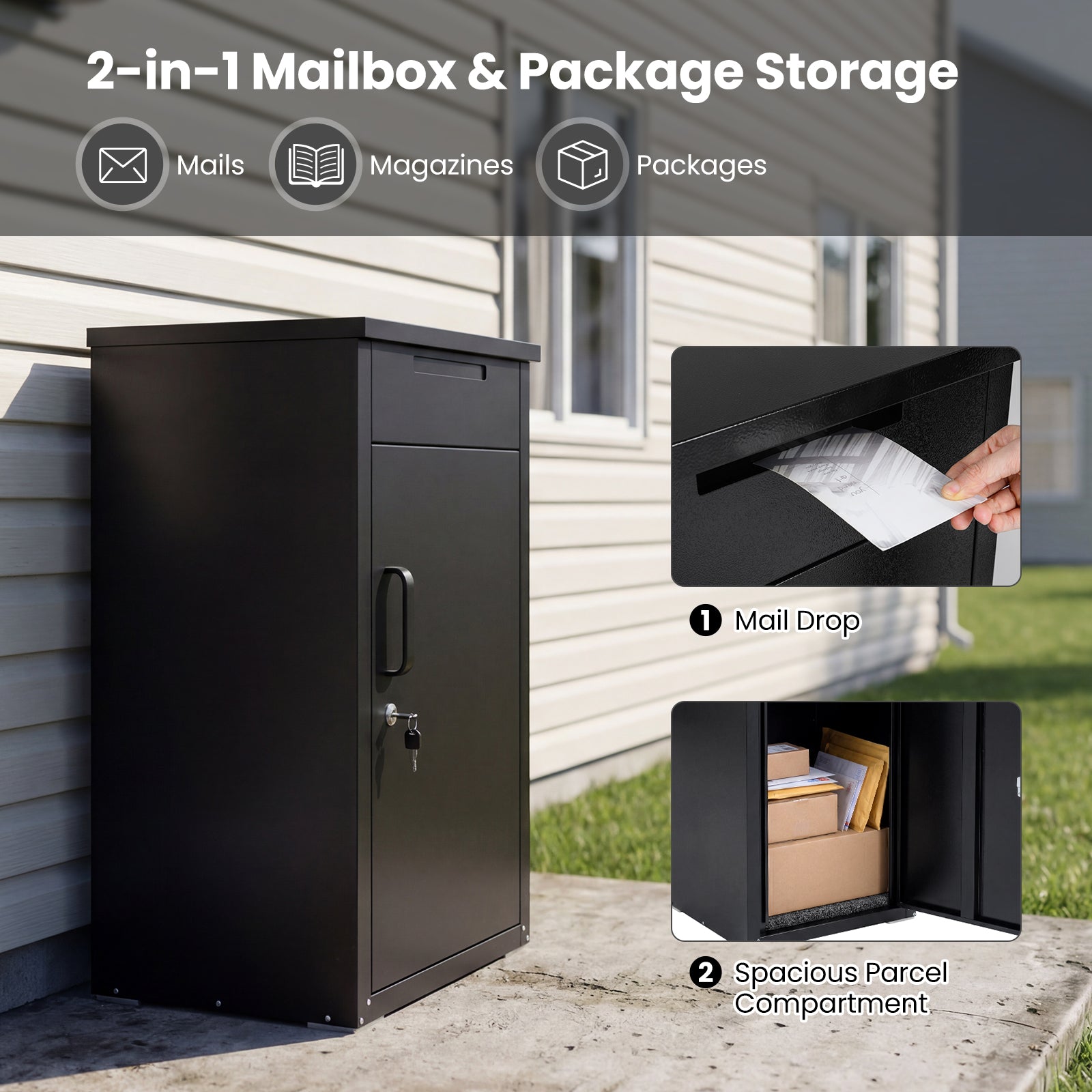 Package Delivery Box, Anti-Theft Board, Lockable Door, Black Sheds & Outdoor Storage at Gallery Canada