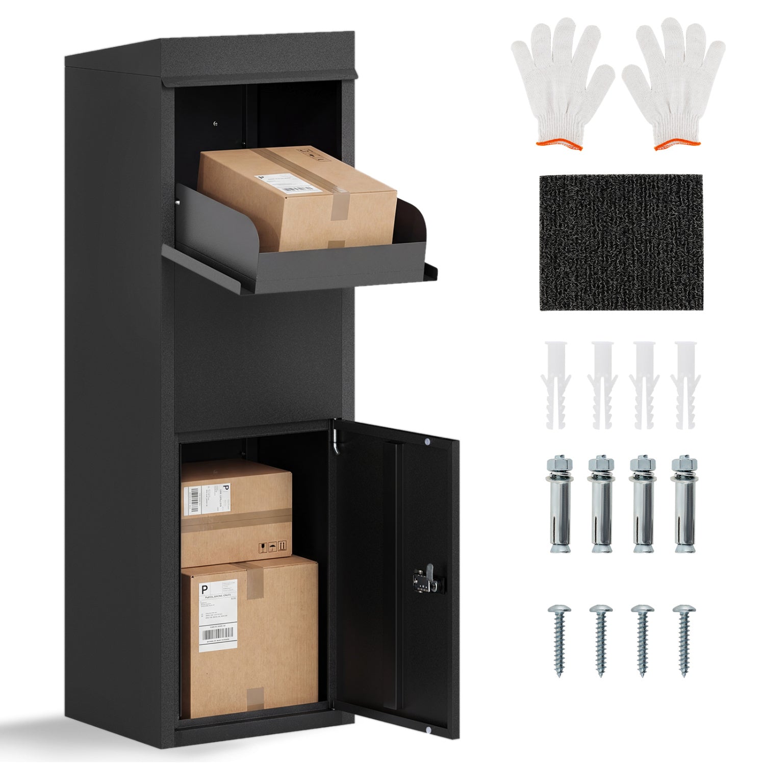 Package Delivery Box, Anti-Theft Baffle, Sloped Roof, Black Sheds & Outdoor Storage at Gallery Canada
