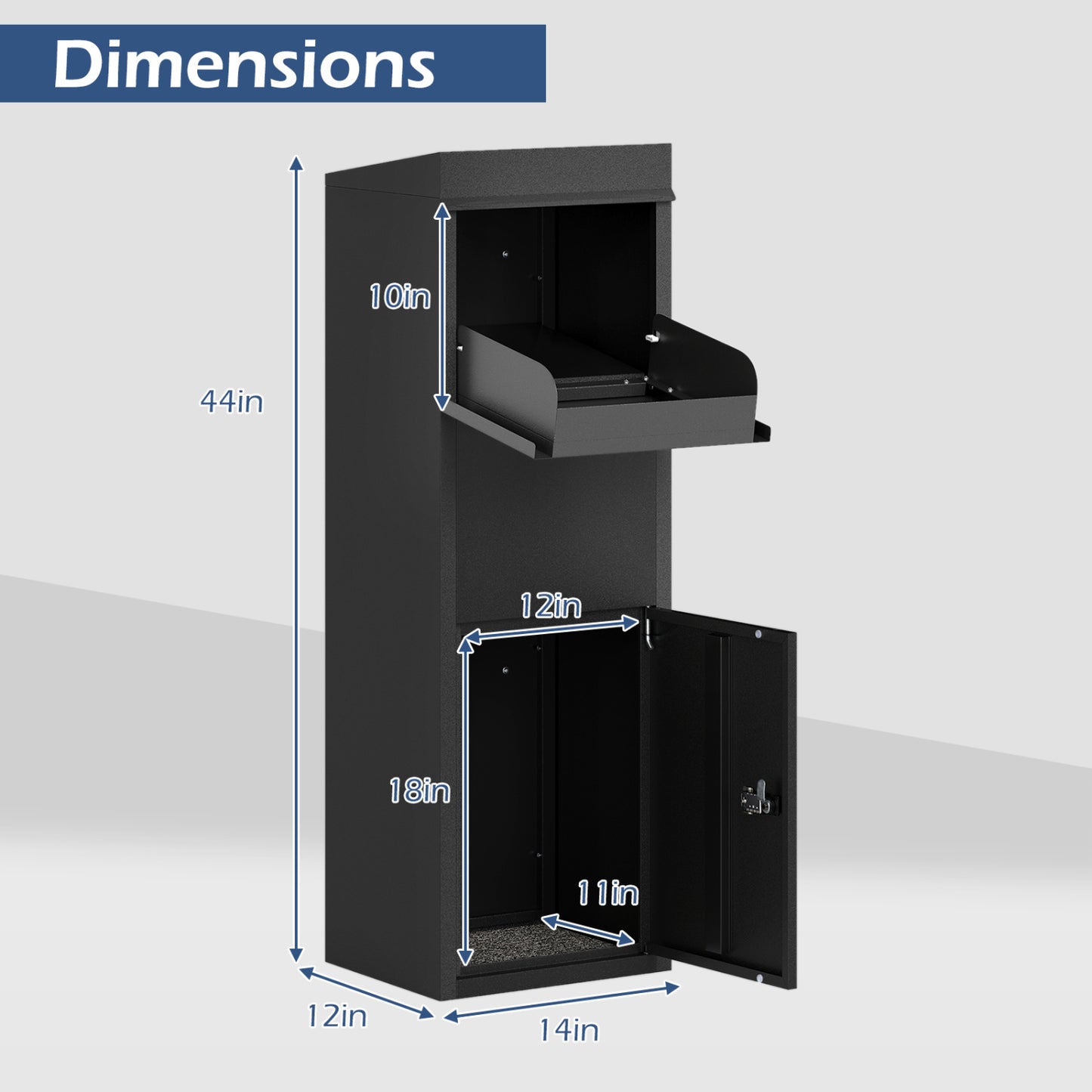 Package Delivery Box, Anti-Theft Baffle, Sloped Roof, Black Sheds & Outdoor Storage at Gallery Canada