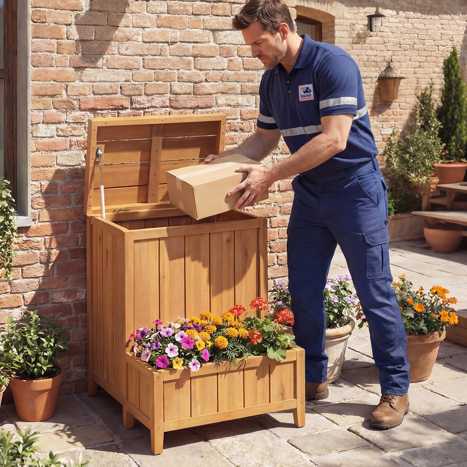 Package Delivery Box With Planter Box, Natural Raised Garden Beds Natural at Gallery Canada