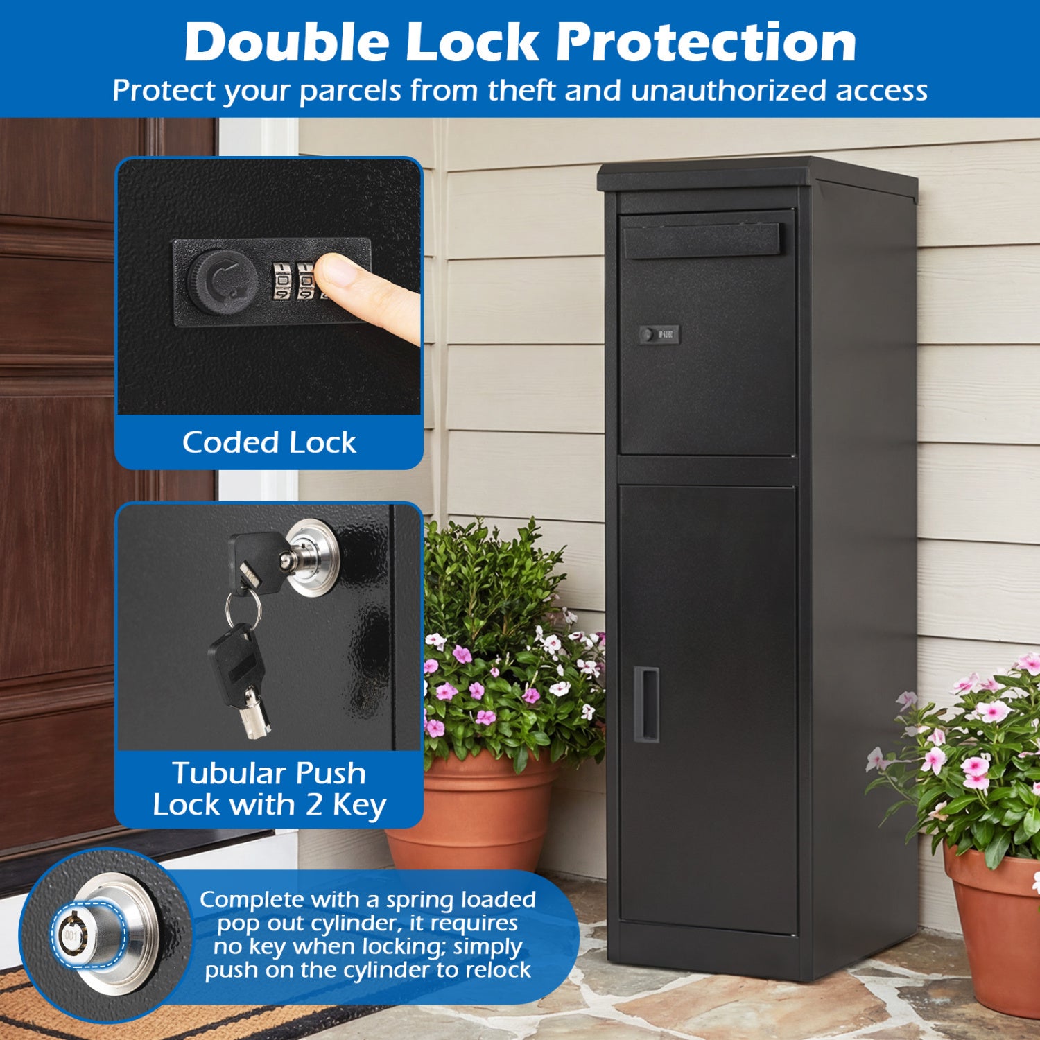 Package Delivery Box, Lockable Doors, Coded Lock, Black Sheds & Outdoor Storage at Gallery Canada