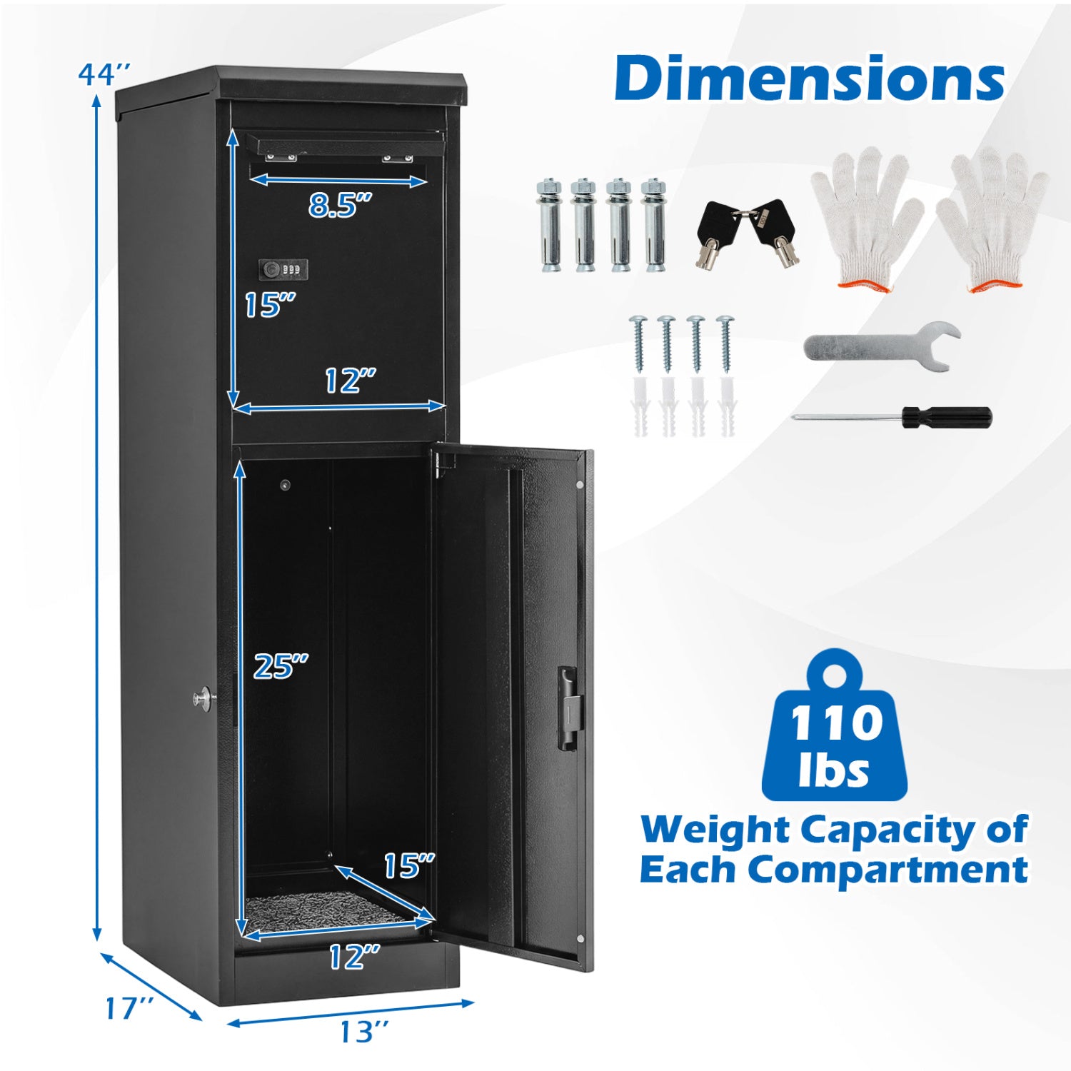 Package Delivery Box, Lockable Doors, Coded Lock, Black Sheds & Outdoor Storage at Gallery Canada