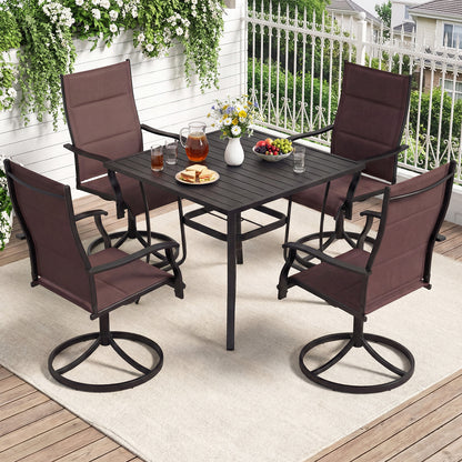 Padded Patio Swivel Chairs Set of 2 Ergonomic Outdoor Dining Chairs with Breathable Fabric, Brown Patio Dining Chairs at Gallery Canada