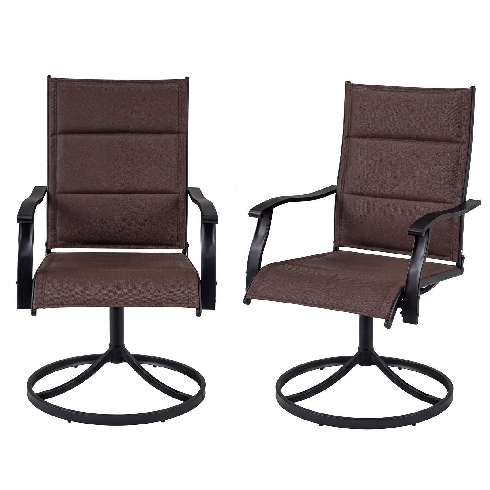 Padded Patio Swivel Chairs Set of 2 Ergonomic Outdoor Dining Chairs with Breathable Fabric, Brown Patio Dining Chairs at Gallery Canada