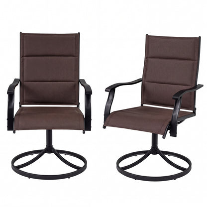 Padded Patio Swivel Chairs Set of 2 Ergonomic Outdoor Dining Chairs with Breathable Fabric, Brown Patio Dining Chairs at Gallery Canada