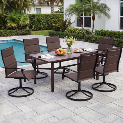 Padded Patio Swivel Chairs Set of 2 Ergonomic Outdoor Dining Chairs with Breathable Fabric, Brown Patio Dining Chairs at Gallery Canada