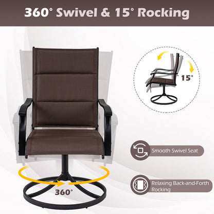 Padded Patio Swivel Chairs Set of 2 Ergonomic Outdoor Dining Chairs with Breathable Fabric, Brown Patio Dining Chairs at Gallery Canada