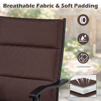 Padded Patio Swivel Chairs Set of 2 Ergonomic Outdoor Dining Chairs with Breathable Fabric, Brown Patio Dining Chairs at Gallery Canada