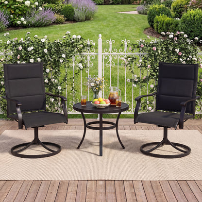 Padded Patio Swivel Chairs Set of 2 Ergonomic Outdoor Dining Chairs with Breathable Fabric, Black Patio Dining Chairs at Gallery Canada