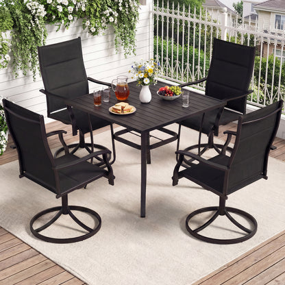 Padded Patio Swivel Chairs Set of 2 Ergonomic Outdoor Dining Chairs with Breathable Fabric, Black Patio Dining Chairs at Gallery Canada