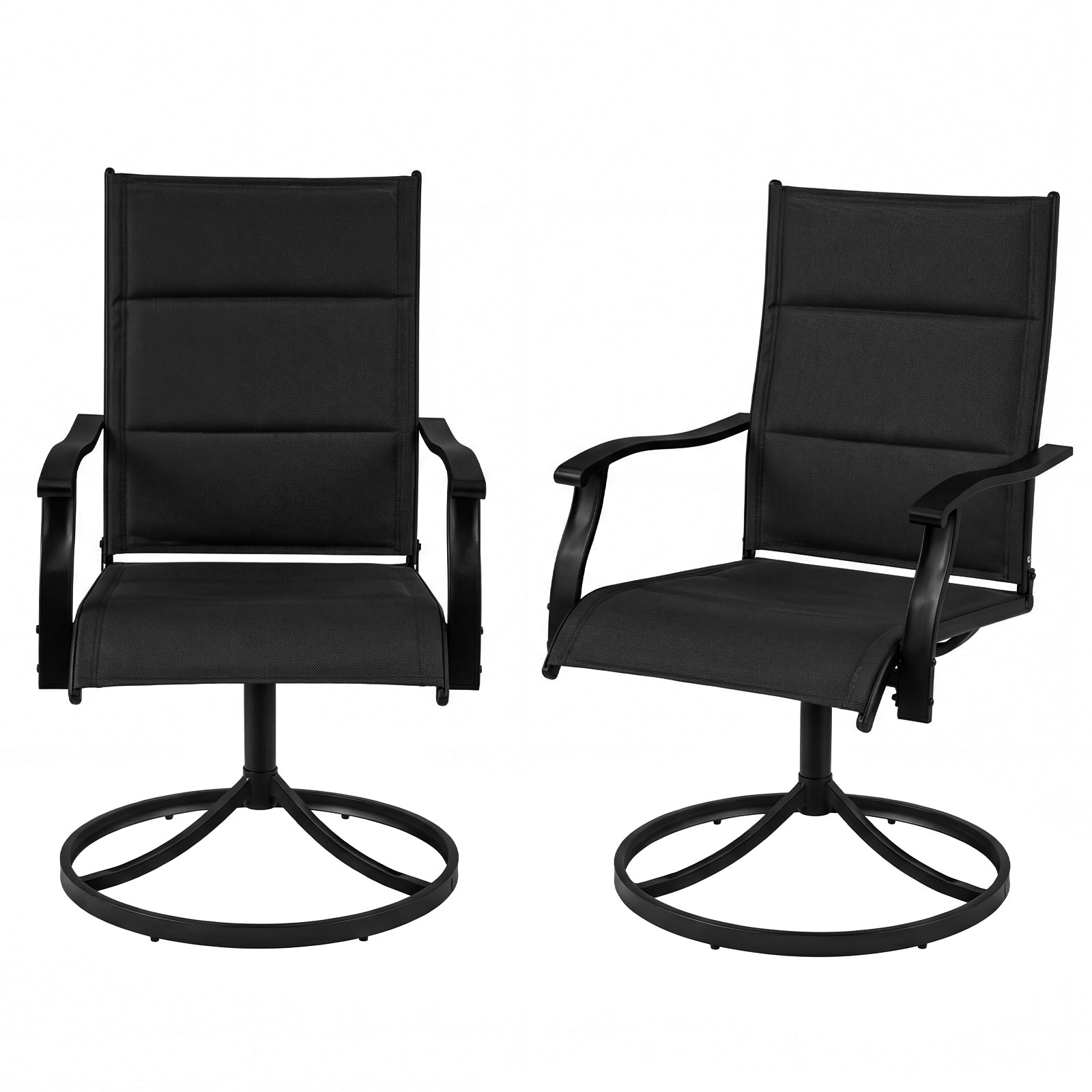 Padded Patio Swivel Chairs Set of 2 Ergonomic Outdoor Dining Chairs with Breathable Fabric, Black Patio Dining Chairs at Gallery Canada