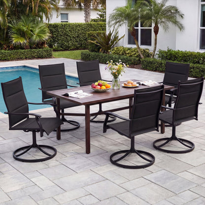 Padded Patio Swivel Chairs Set of 2 Ergonomic Outdoor Dining Chairs with Breathable Fabric, Black Patio Dining Chairs at Gallery Canada