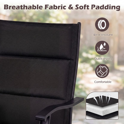 Padded Patio Swivel Chairs Set of 2 Ergonomic Outdoor Dining Chairs with Breathable Fabric, Black Patio Dining Chairs at Gallery Canada