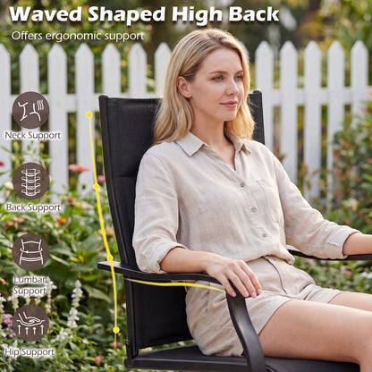 Padded Patio Swivel Chairs Set of 2 Ergonomic Outdoor Dining Chairs with Breathable Fabric, Black Patio Dining Chairs at Gallery Canada