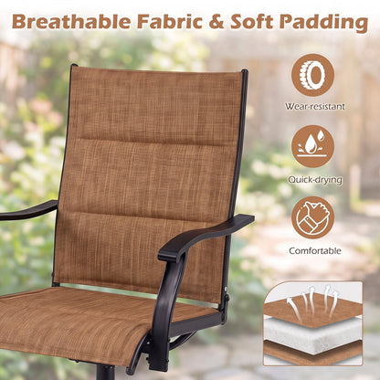 Padded Patio Swivel Chairs Set Of 2, Light Brown