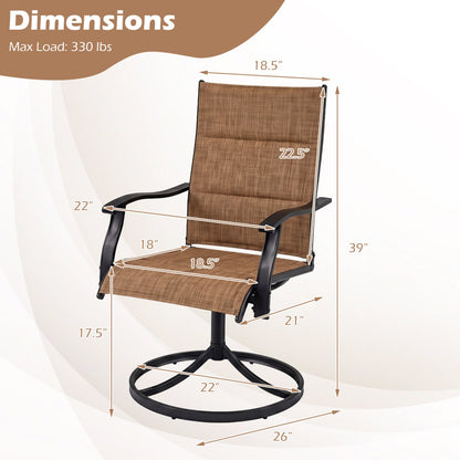 Padded Patio Swivel Chairs Set Of 2, Light Brown
