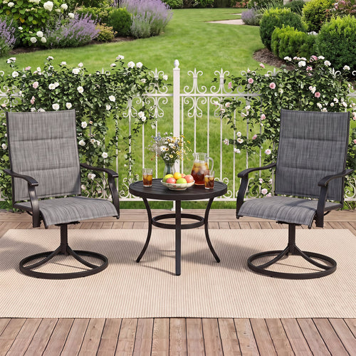 Padded Patio Swivel Chairs Set of 2, Gray