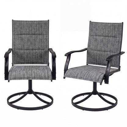 Padded Patio Swivel Chairs Set of 2, Gray