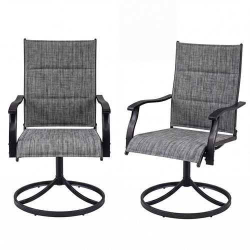 Padded Patio Swivel Chairs Set of 2, Gray